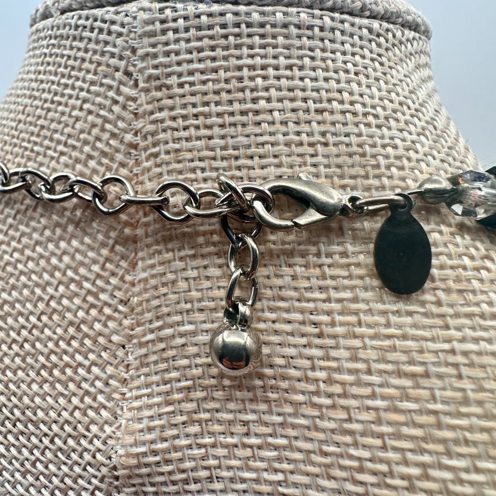 VTG Y2K Silver Tone Faux Pearl Black Beaded Necklace Statement Women's Jewelry - Thumbnail 5