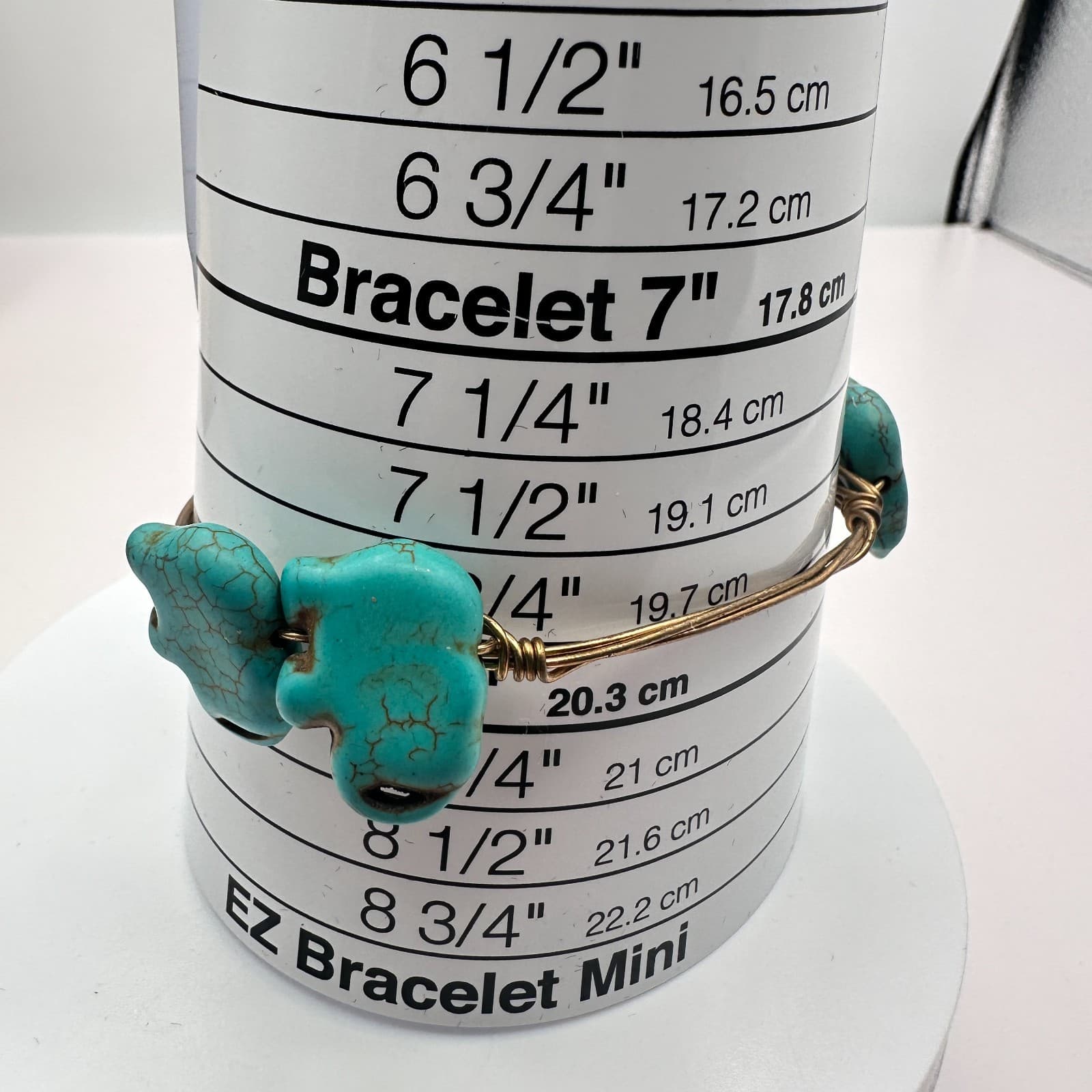 Vintage 80s Women Bracelet Bangle Bronze Tone Blue Turquoise Elephant Jewelry - Thumbnail 6