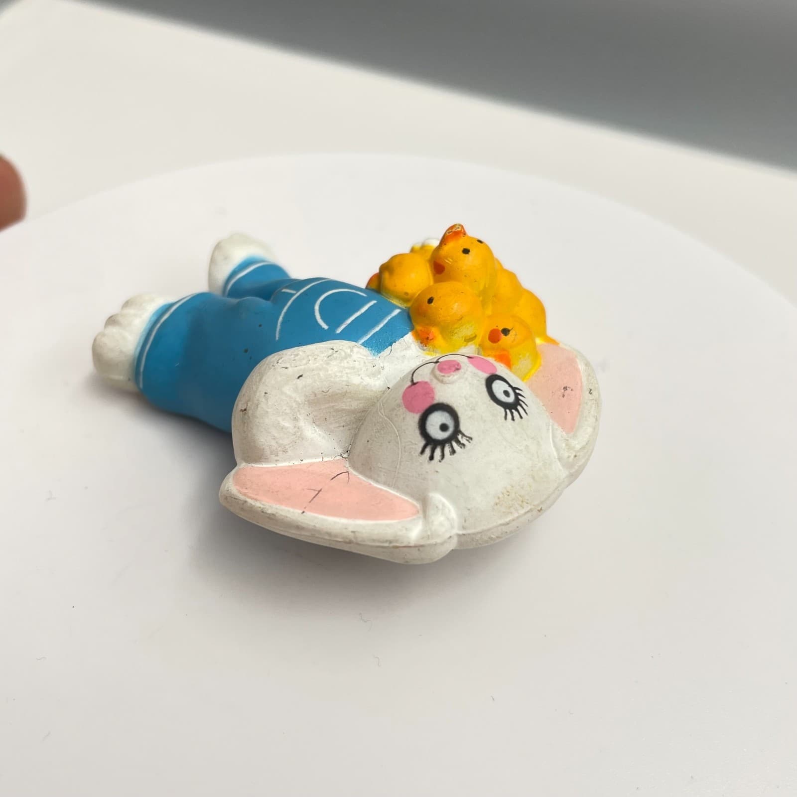 Vintage 90s Easter Unlimited Inc. Bunny Brooch Pin S Lehman 4024 Overalls Chicks - Thumbnail 3