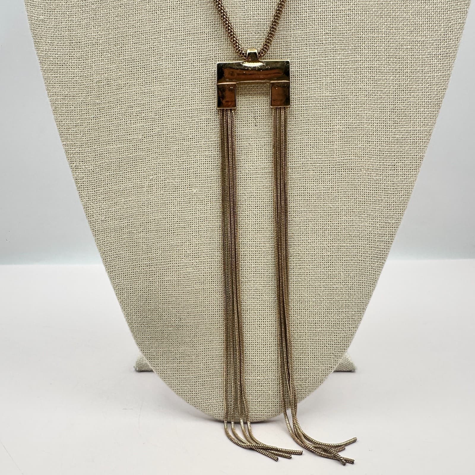 Vintage Y2K Gold Tone Snake Chain Tassel Pendent Necklace Women's Jewelry - Thumbnail 6