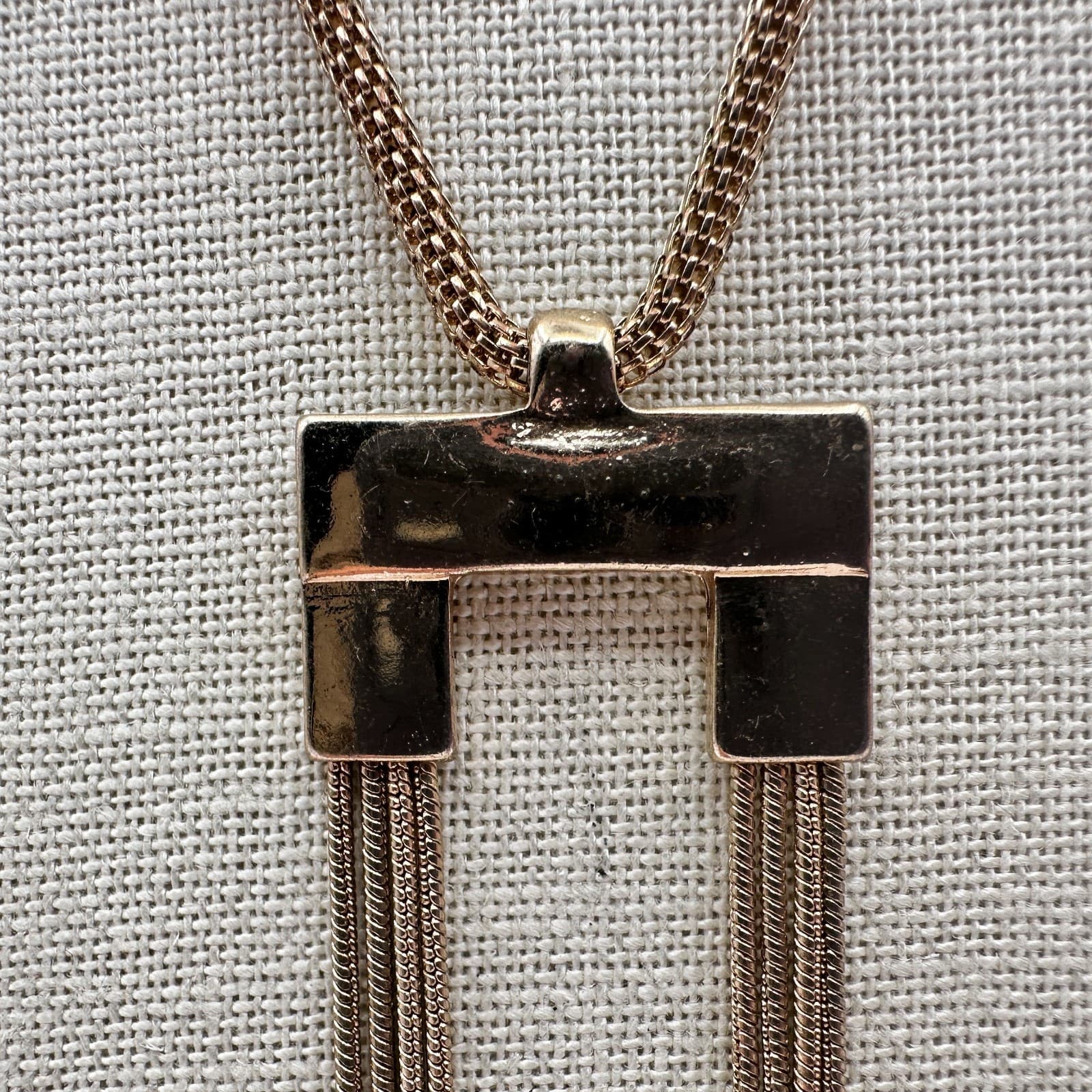 Vintage Y2K Gold Tone Snake Chain Tassel Pendent Necklace Women's Jewelry - Thumbnail 5