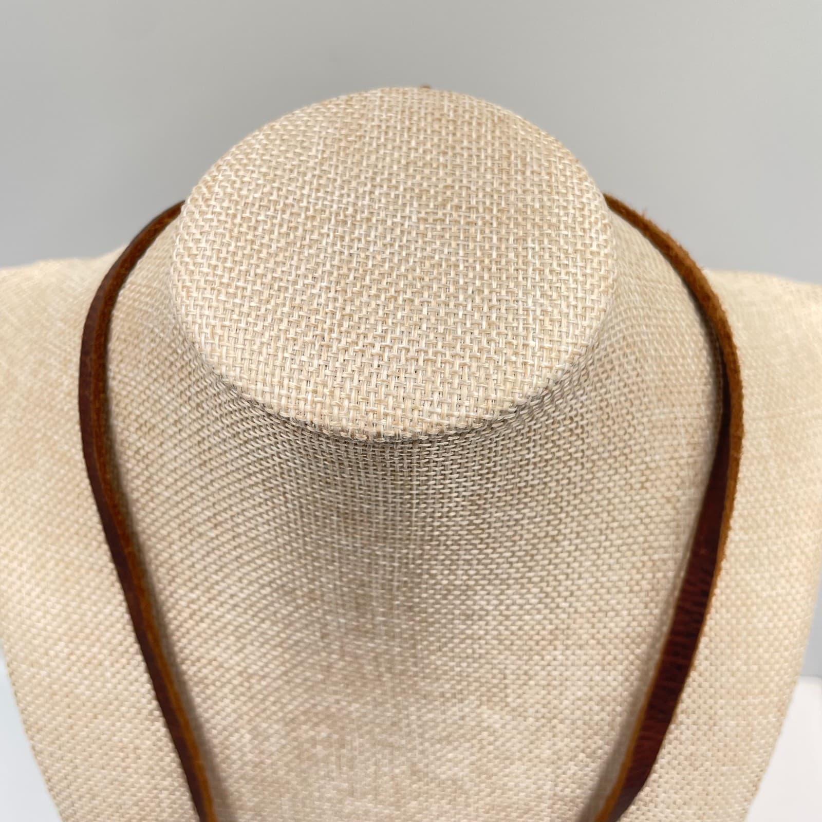 VTG Evil Eye Leather Cord Necklace Blue Protection Amulet Boho Nazar Wire Wrap - Thumbnail 2