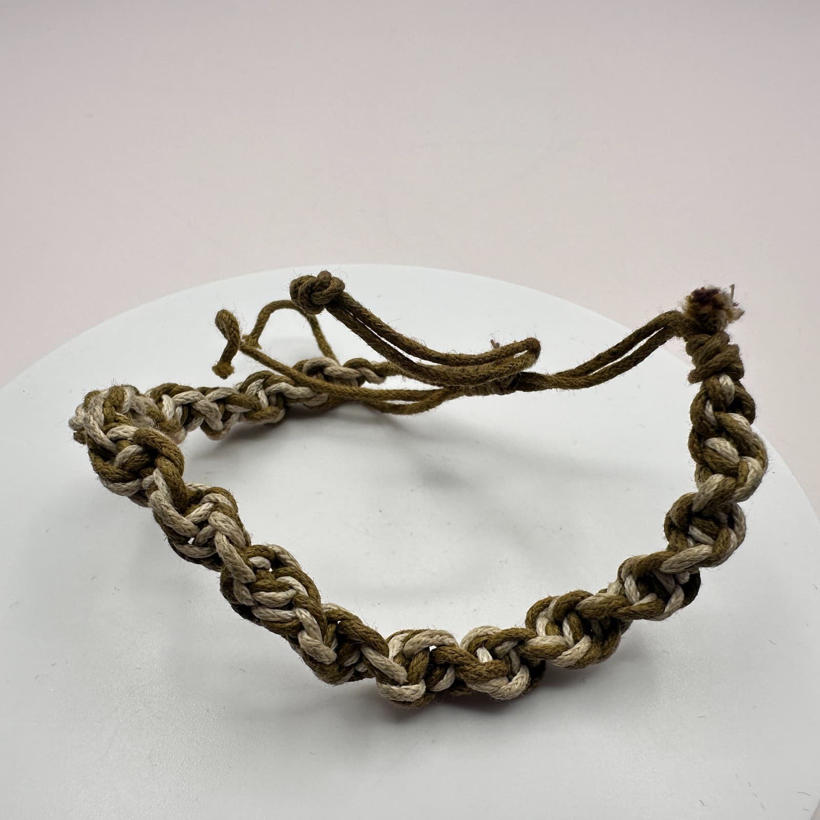 Vintage 90s Braided Hemp Bracelet Macrame Boho Classic Fashion Women's Jewelry - Image 1