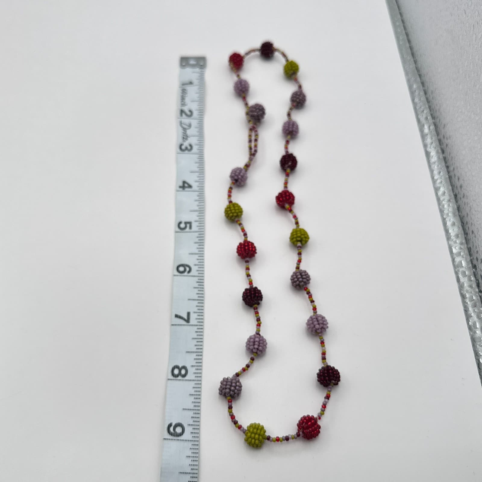Vintage 90s Glass Seed Bead Cluster Necklace Boho Berry Classic Fashion Jewelry - Thumbnail 7