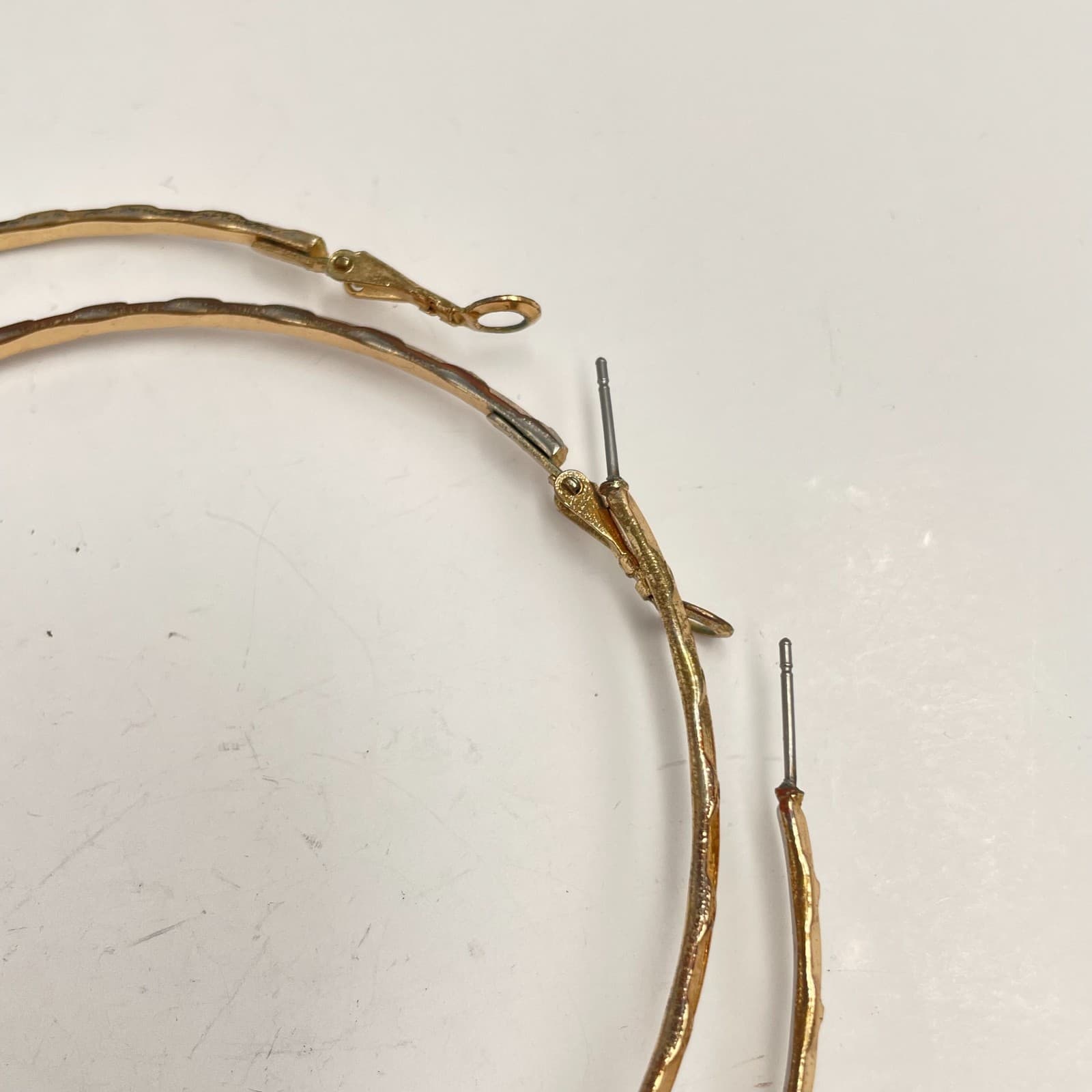 Vintage Y2K Gold/Silver Tone Huge Hoop Earrings Set 2 Pairs Fashion Jewelry - Thumbnail 5