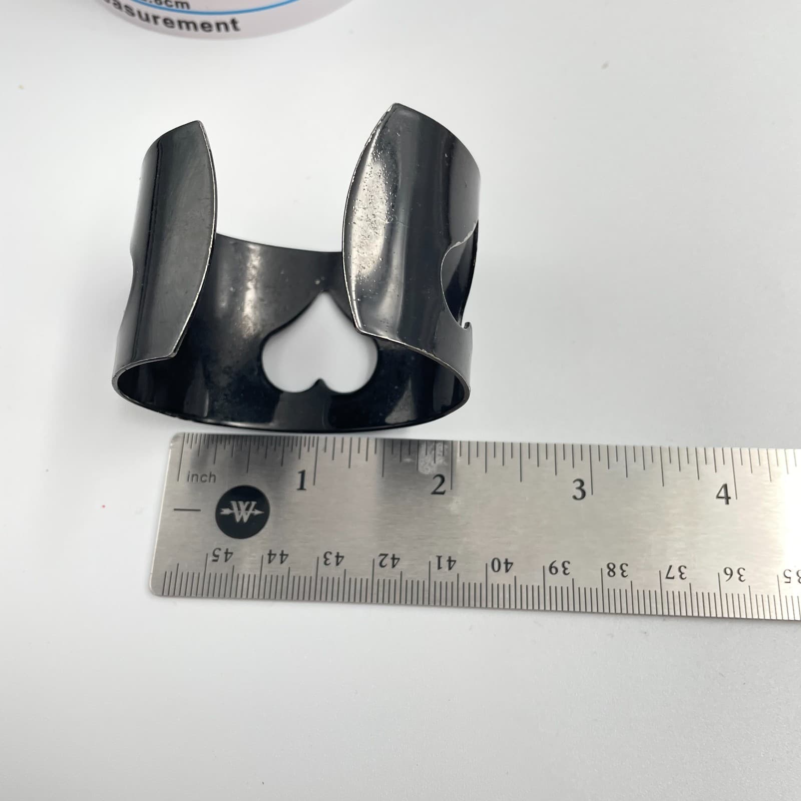 Vintage 80s Gothic Black Heart Cutout Ring Adjustable Punk Statement Jewelry - Thumbnail 6