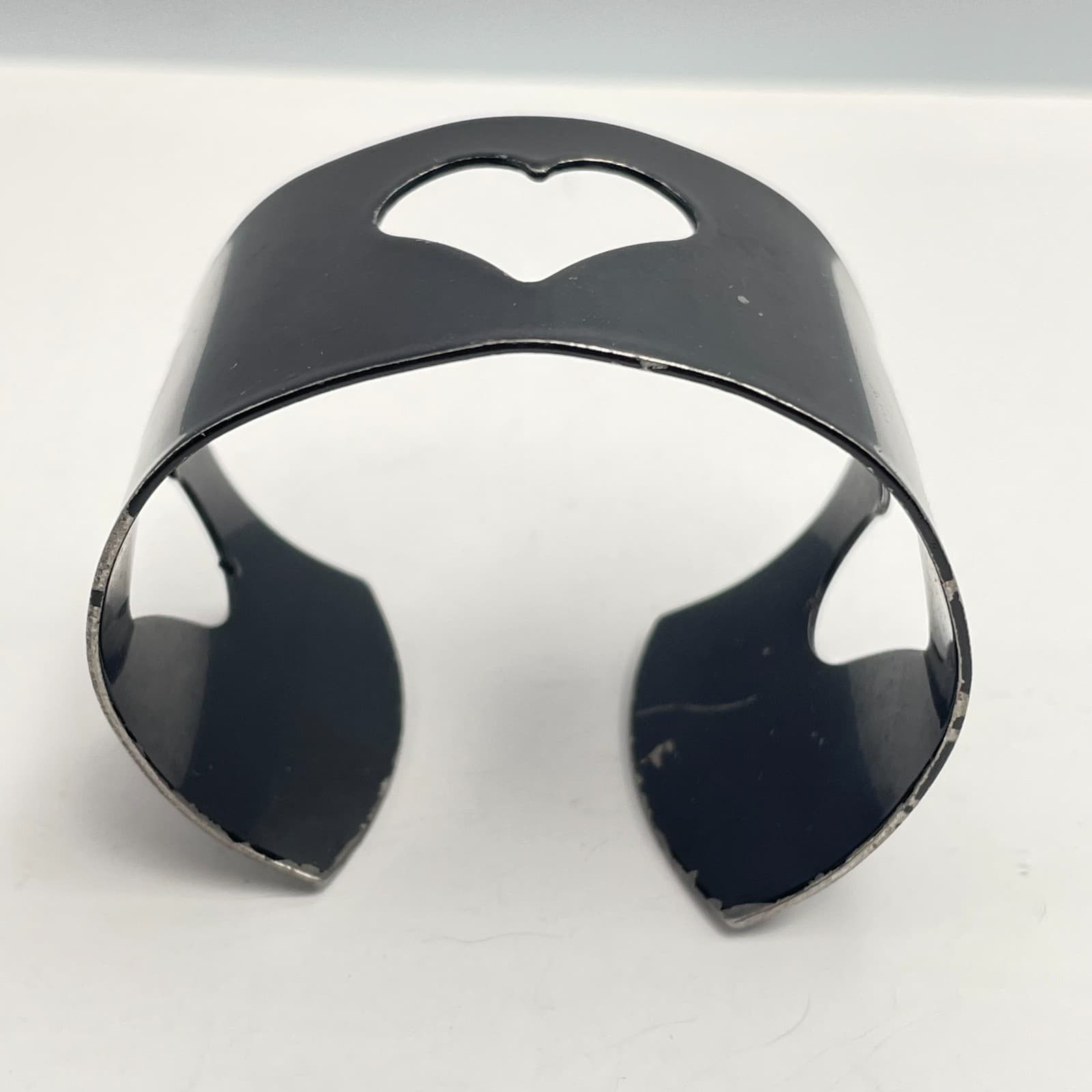 Vintage 80s Gothic Black Heart Cutout Ring Adjustable Punk Statement Jewelry - Thumbnail 5