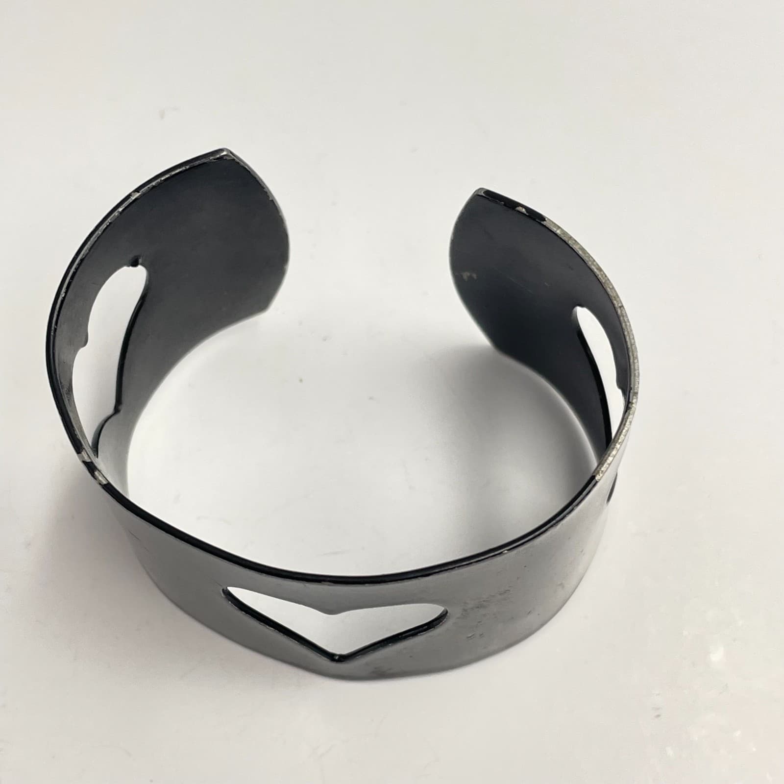 Vintage 80s Gothic Black Heart Cutout Ring Adjustable Punk Statement Jewelry - Thumbnail 2