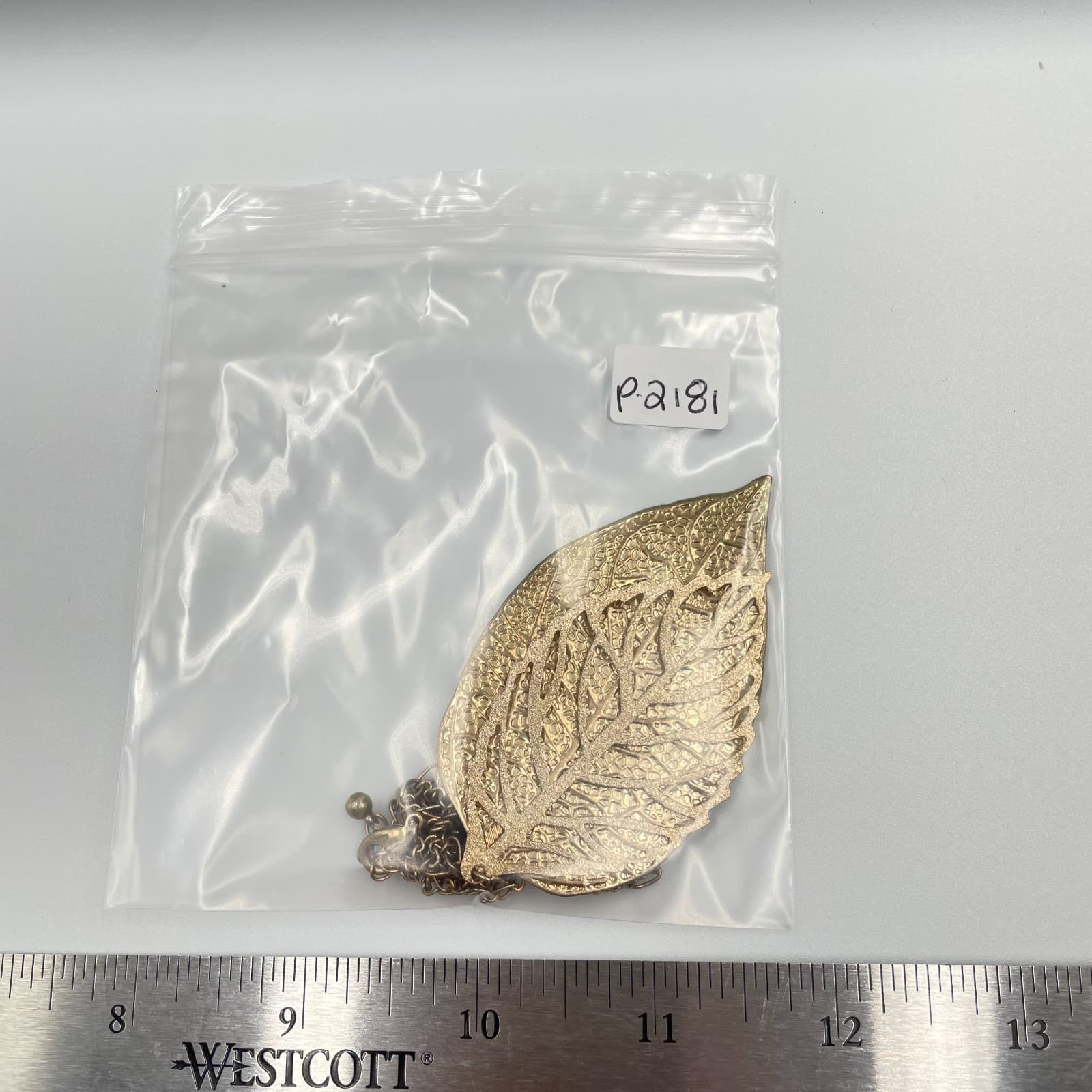 Gold Filigree Leaf Pendant Necklace Oversized Long Chain Boho Statement Jewelry - Thumbnail 9