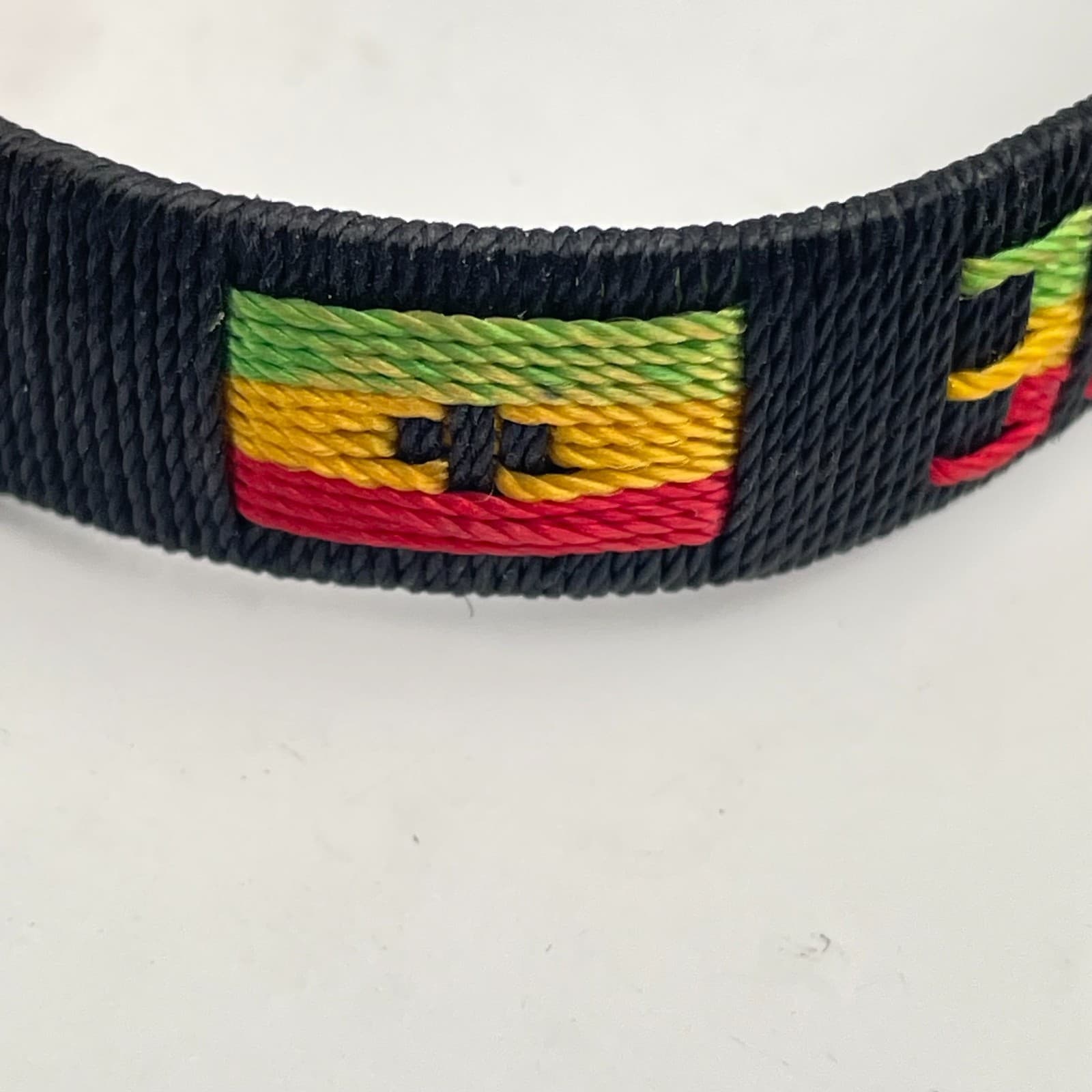 Vintage 90s Stephanie Name Bracelet Woven Fabric Rasta Colors Fashion Jewelry - Thumbnail 7