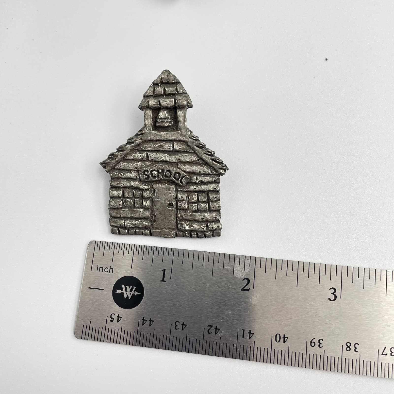 Vintage 80s 90s Sheridan Fine Pewter School House Brooch Pin Classic Jewelry - Thumbnail 6