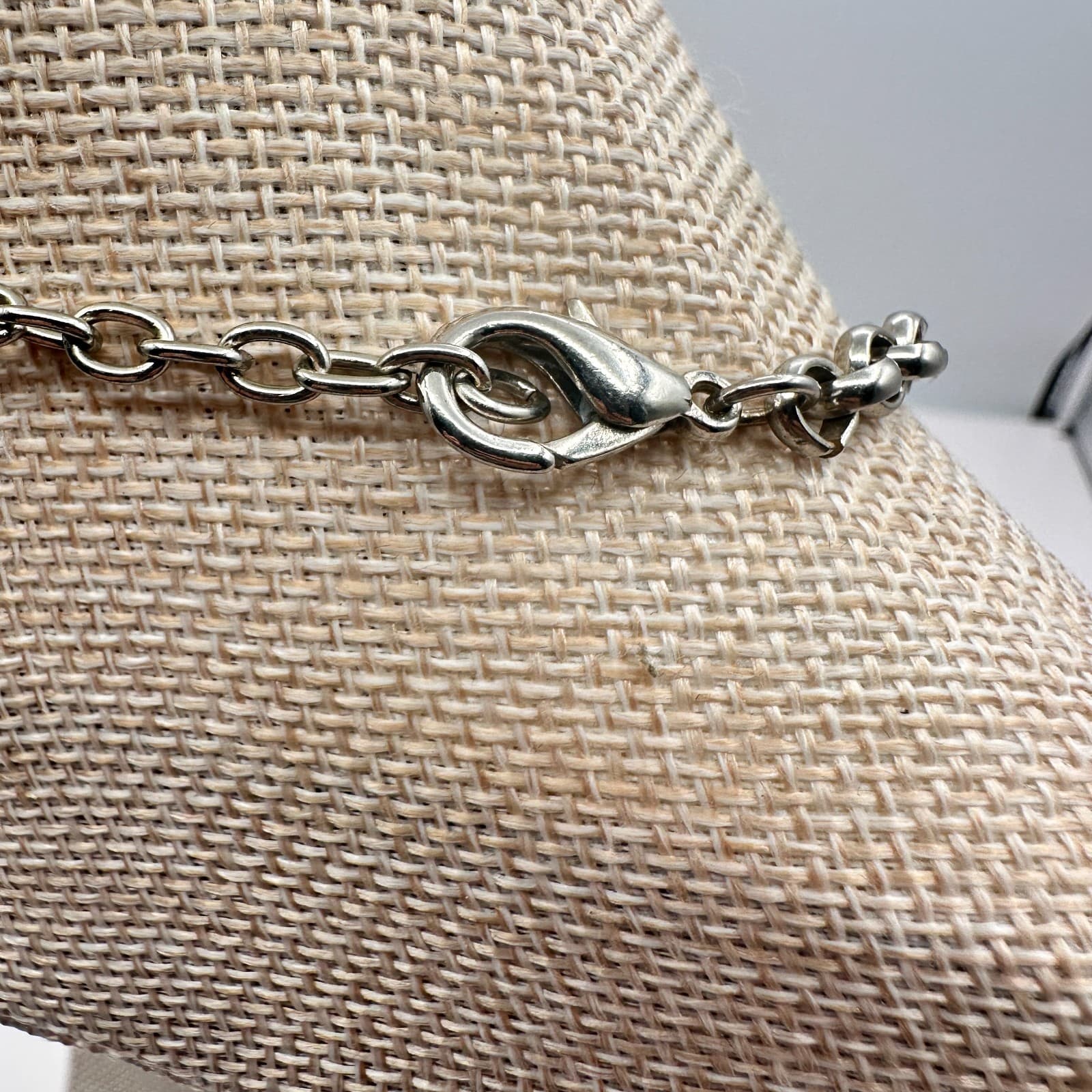 Vintage Y2K Cream Grey Faux Pearl Glass Bead Tassel Necklace Silver Tone Jewelry - Thumbnail 6