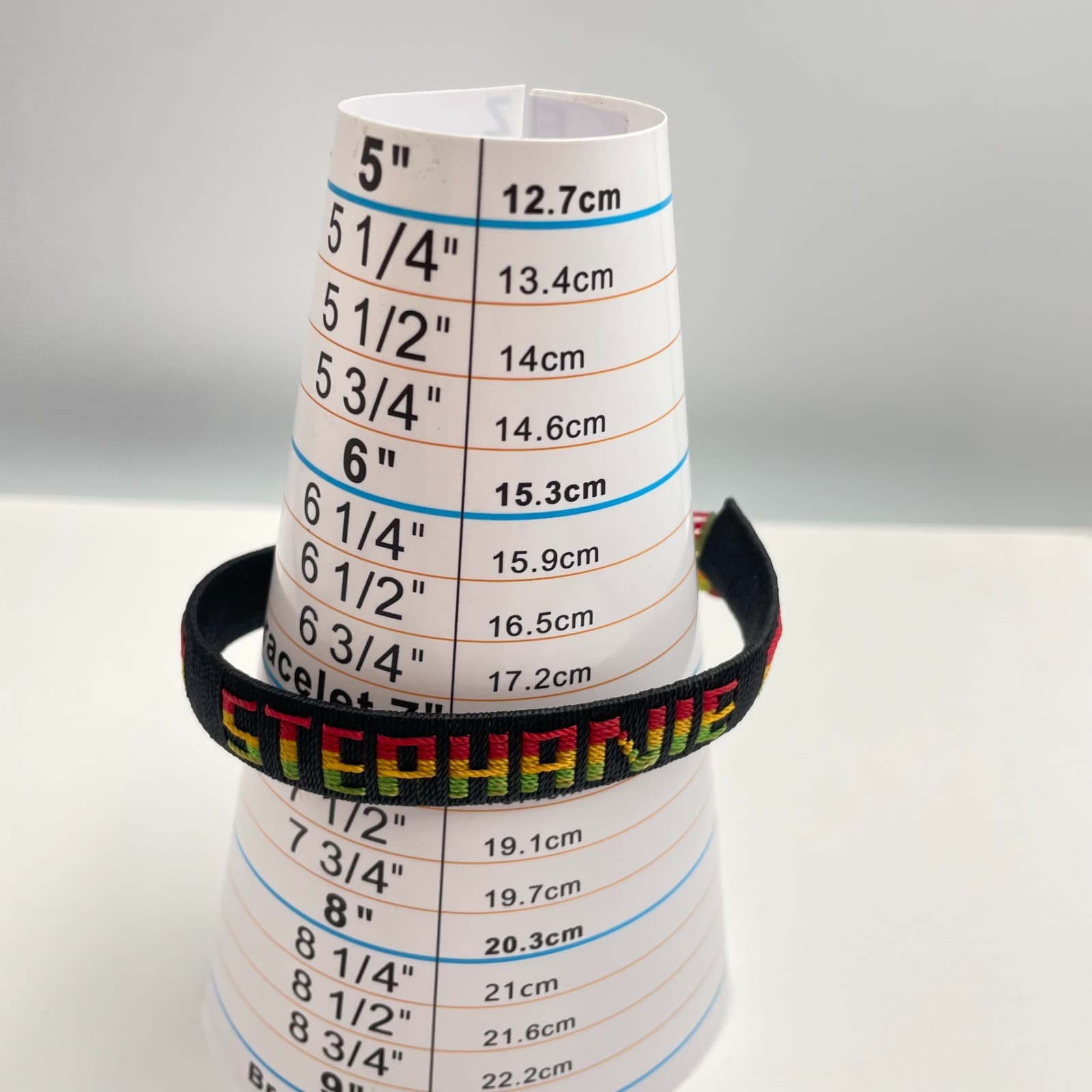 Vintage 90s Stephanie Name Bracelet Woven Fabric Rasta Colors Fashion Jewelry - Thumbnail 9