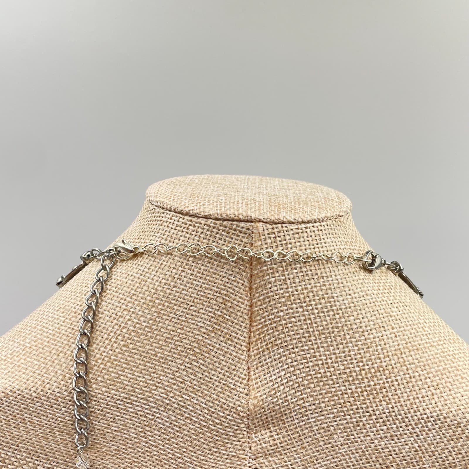 VTG Multi-Strand Seed Bead Necklace Silver Blue Boho Statement Bib Layered Long - Thumbnail 6