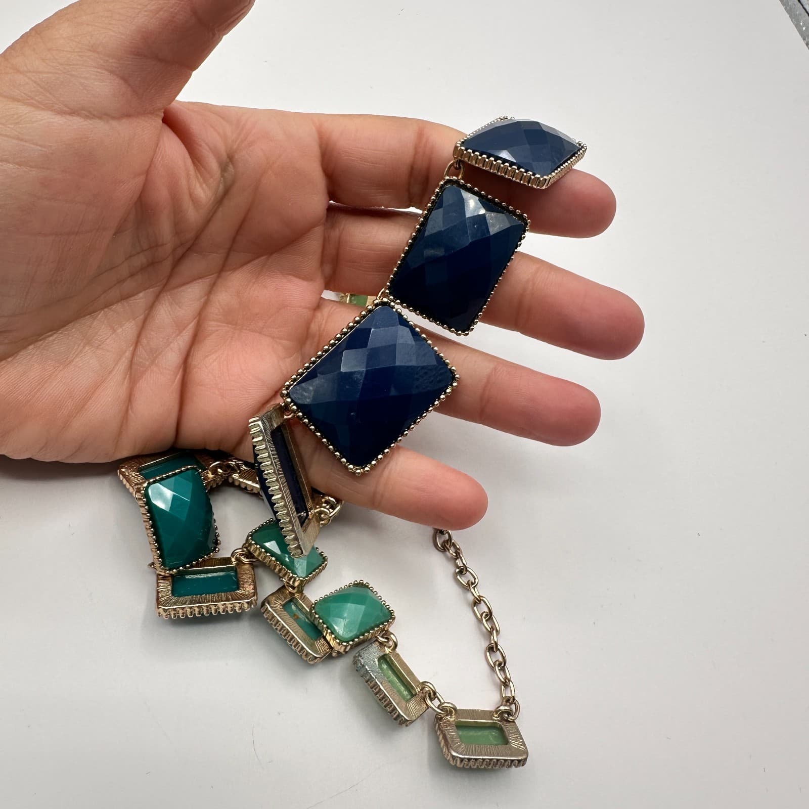 Vintage 90s Gold tone Bib Necklace Statement Boho Women's Classic Jewelry - Thumbnail 7