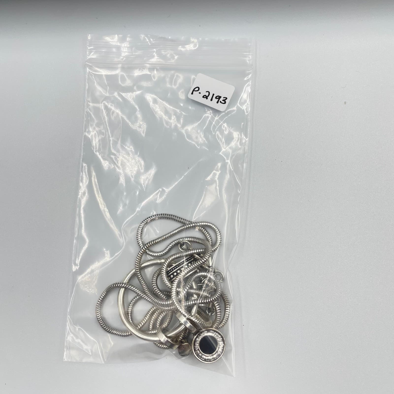 Vintage Silver Tone Geometric Ring Pendant Necklace Black Stone Snake Long Chain - Thumbnail 9