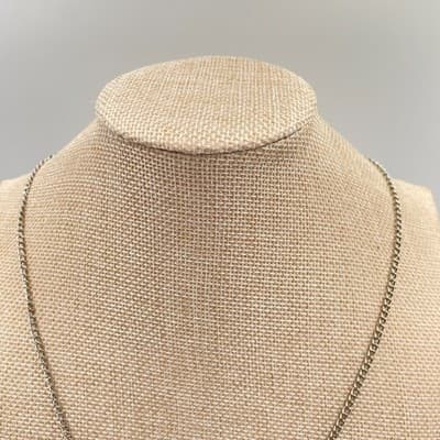 VTG Turquoise Teardrop Pendant Necklace Silver Tone Curb Chain Boho Statement - Thumbnail 3