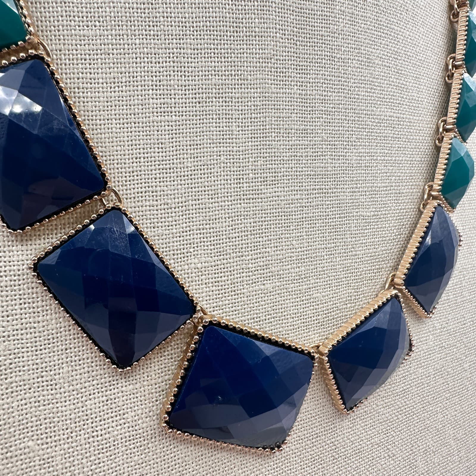 Vintage 90s Gold tone Bib Necklace Statement Boho Women's Classic Jewelry - Thumbnail 2