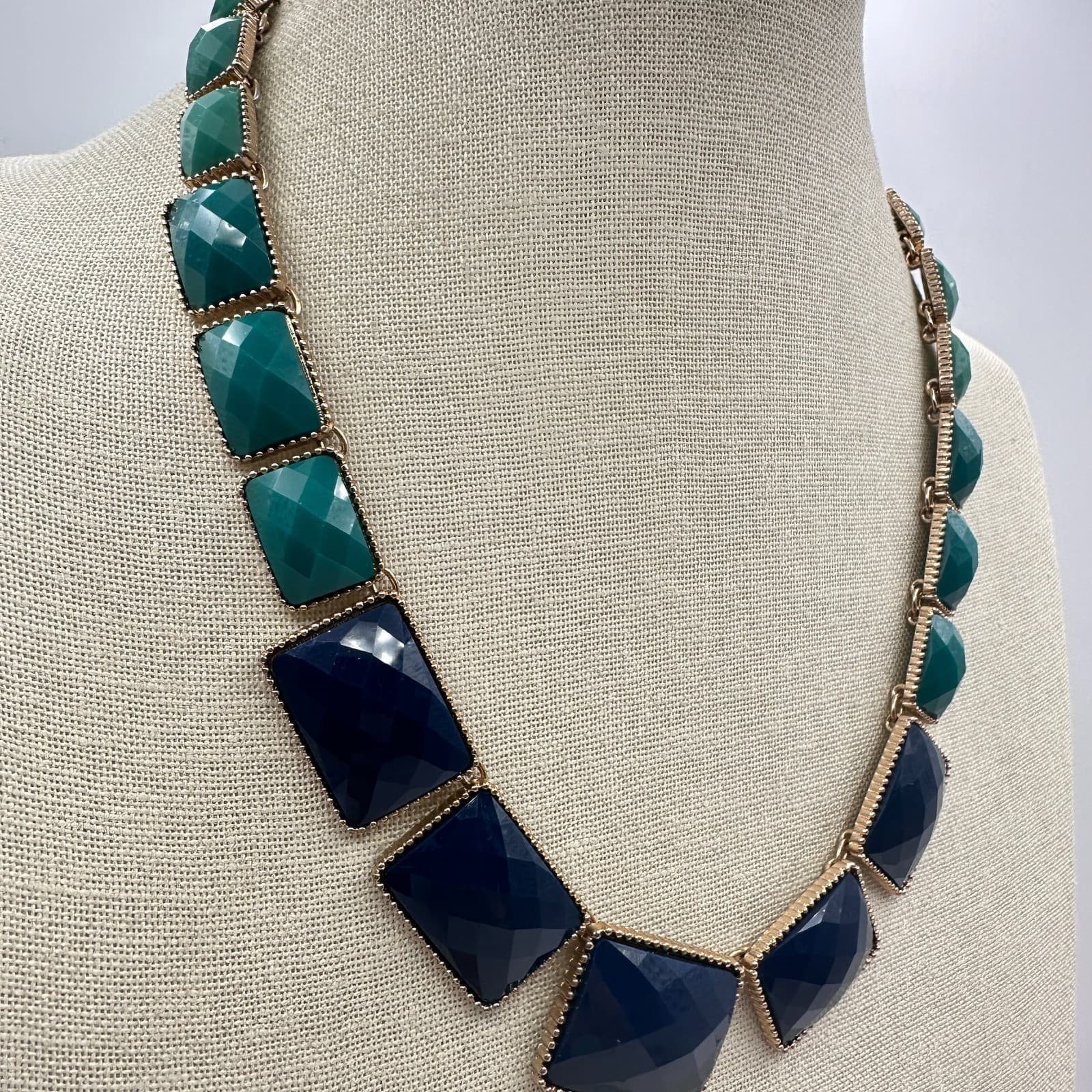 Vintage 90s Gold tone Bib Necklace Statement Boho Women's Classic Jewelry - Thumbnail 3