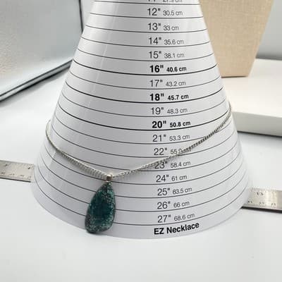 VTG Turquoise Teardrop Pendant Necklace Silver Tone Curb Chain Boho Statement - Thumbnail 7