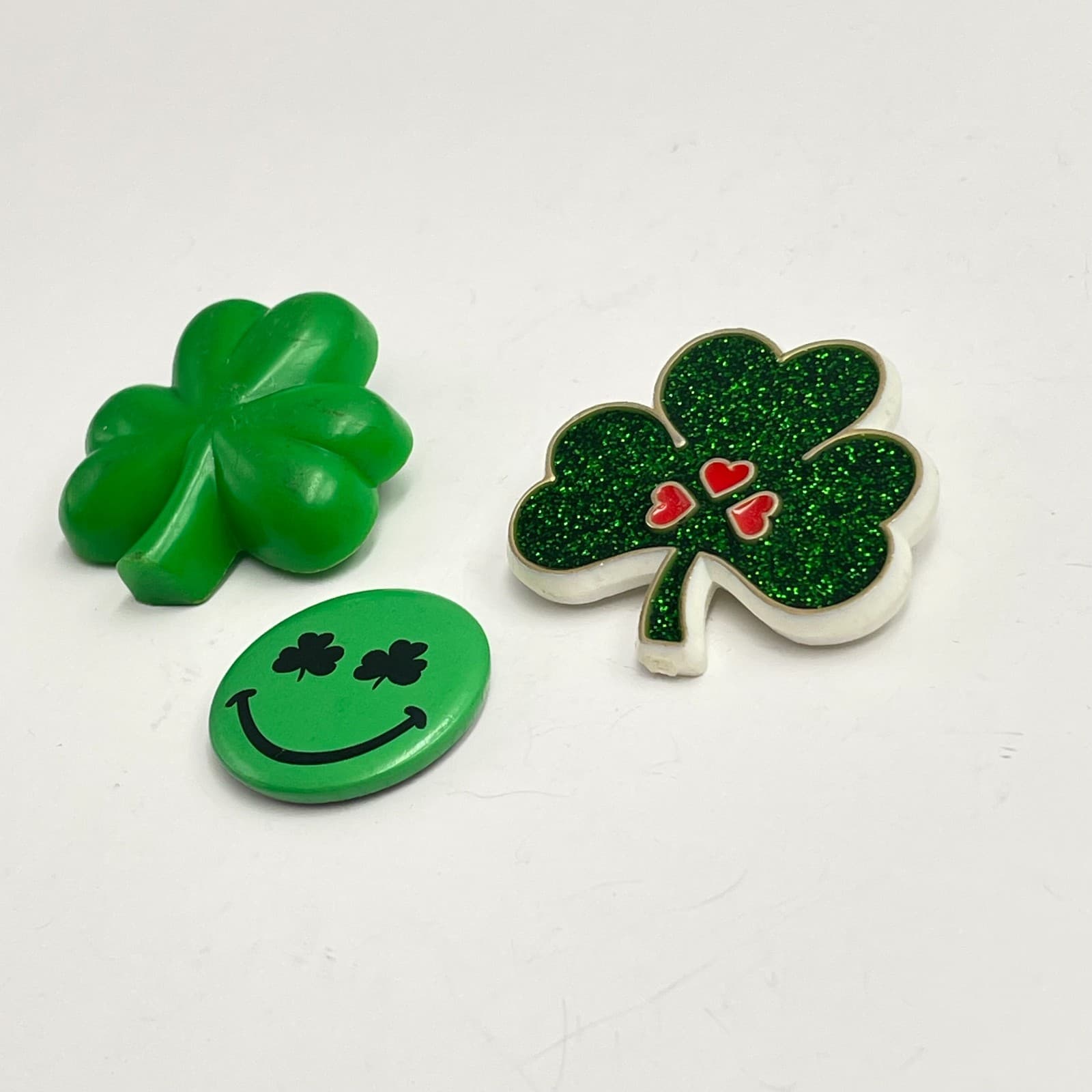 Vintage 80s Hallmark Patrick's Day Pin Shamrock Clover Hearts Smile Face Jewelry - Thumbnail 8