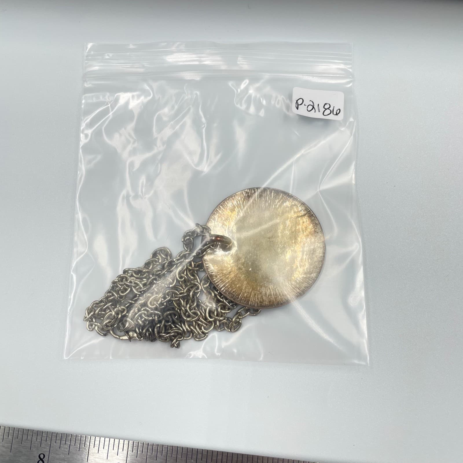 Vintage Silver Tone Medallion Necklace Round Boho Scroll Filigree Pendant Large - Thumbnail 8