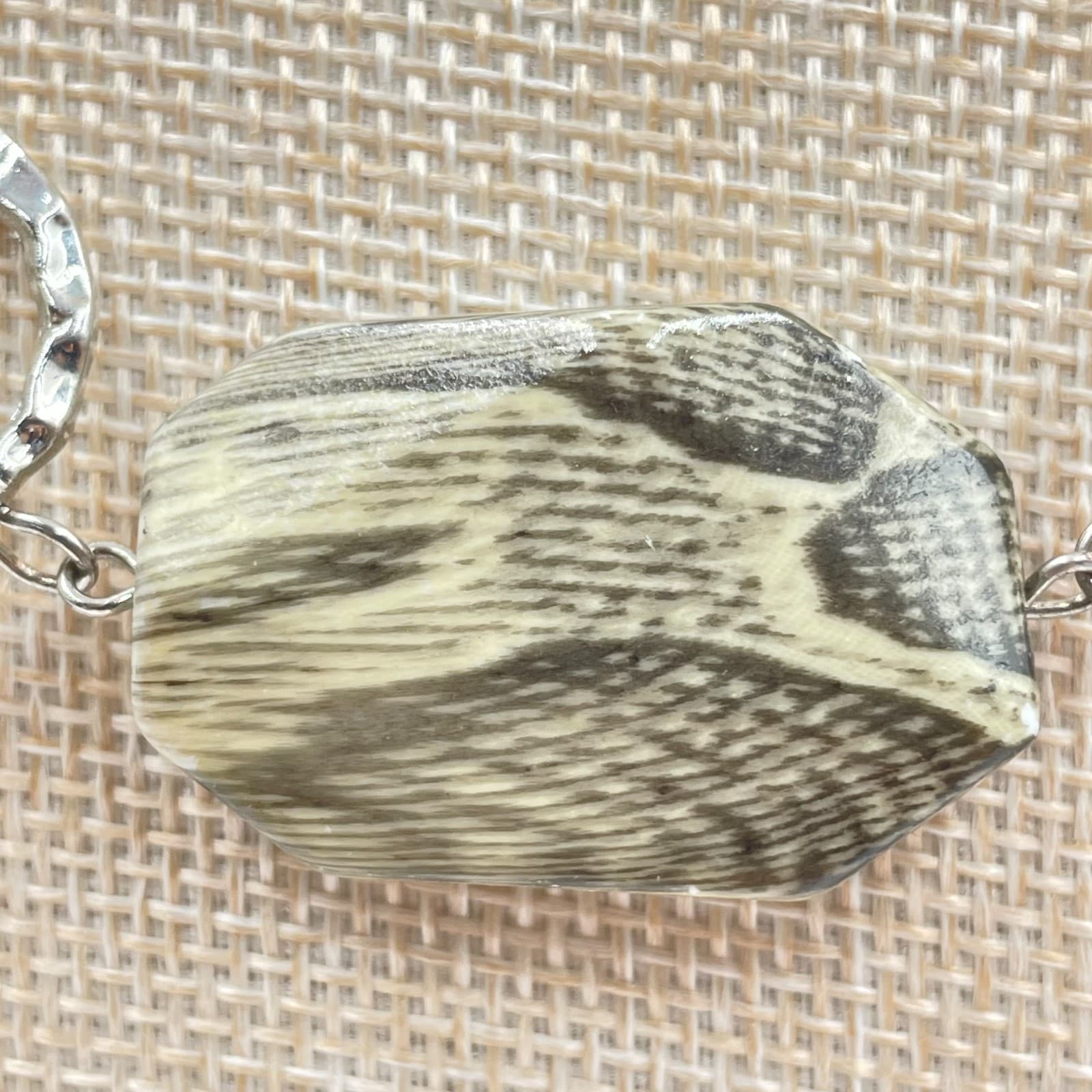 VTG Silver Tone Snakeskin Print Resin Statement Necklace Chunky Crystal Beaded - Thumbnail 4