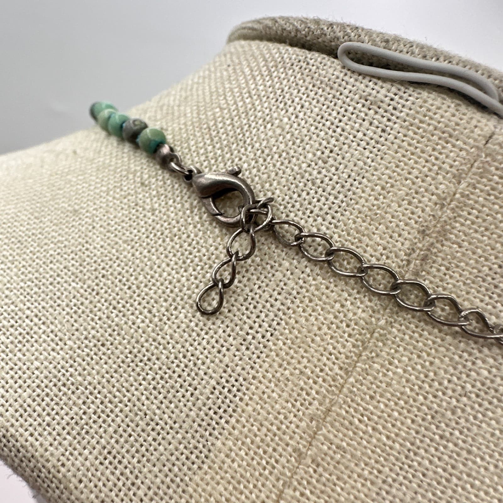 VTG Y2K Silver Tone Rectangle Turquoise Beaded Pendant Necklace Women's Jewelry - Thumbnail 7