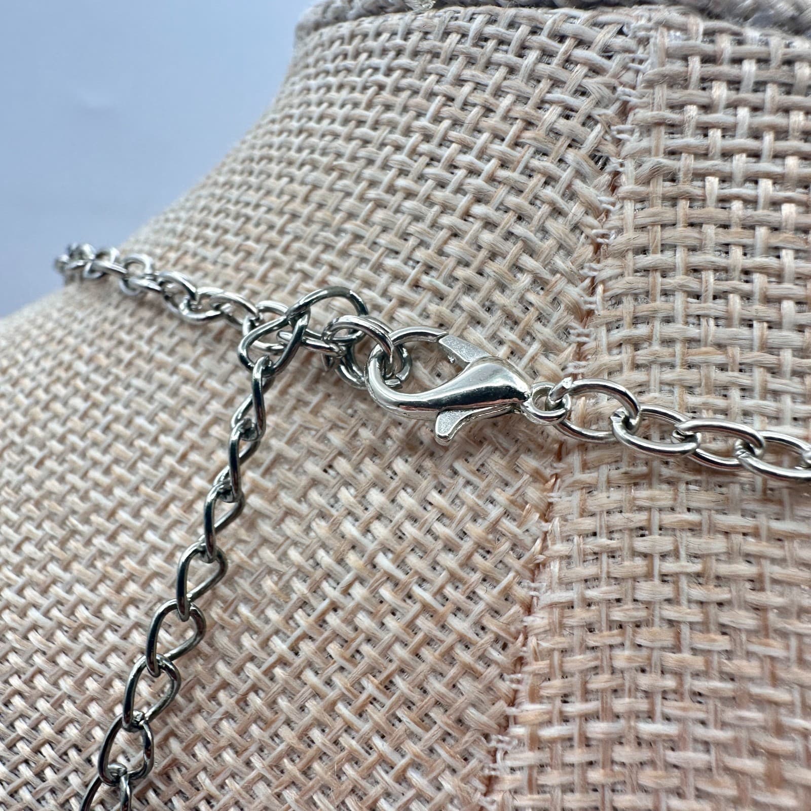 Vintage 90s Blue Sparkle Glass Rhinestones Collar Necklace Silver Tone Jewelry - Thumbnail 6