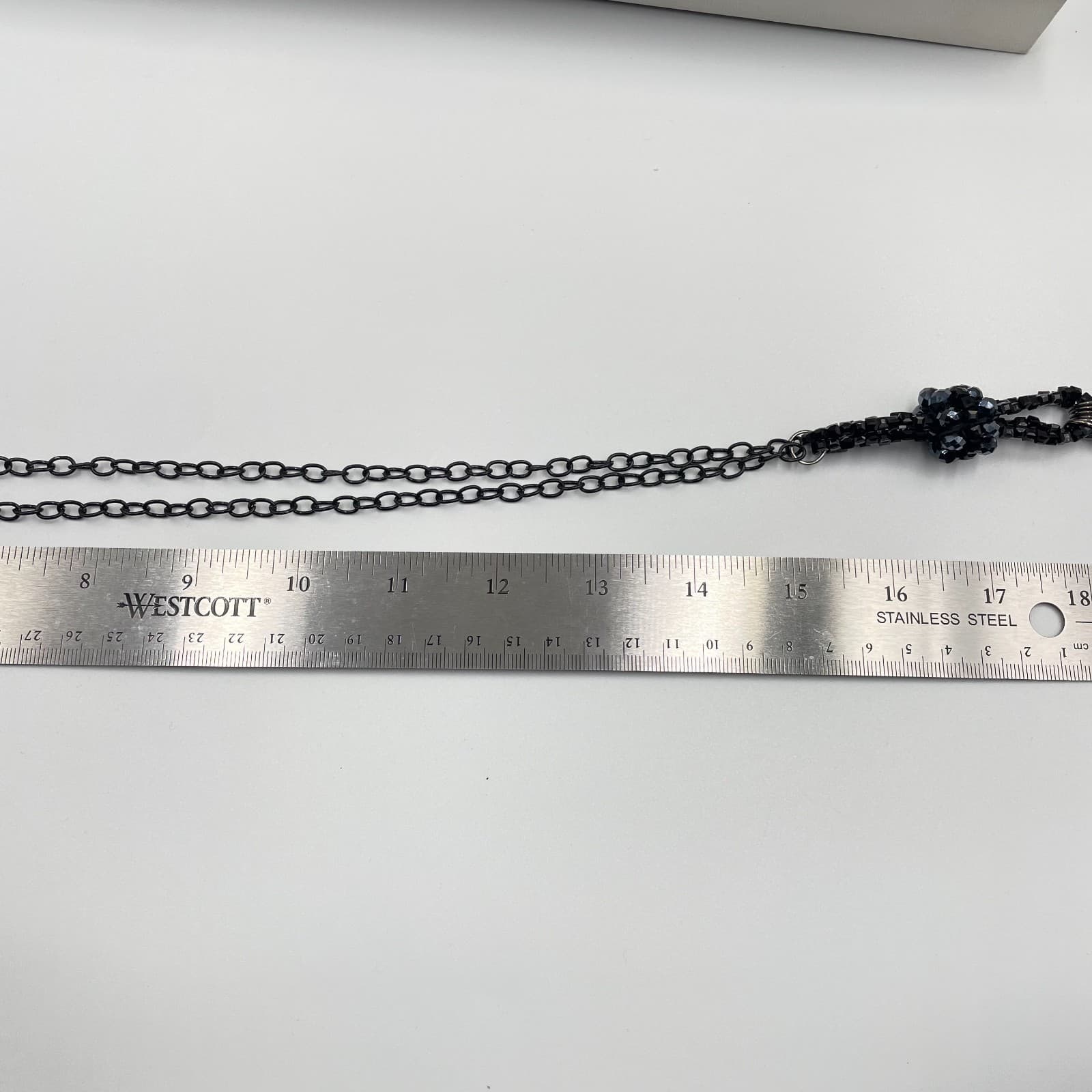 VTG Black Tassel Statement Necklace Beaded Multi Chain Fringe Lariat Boho Goth - Thumbnail 8