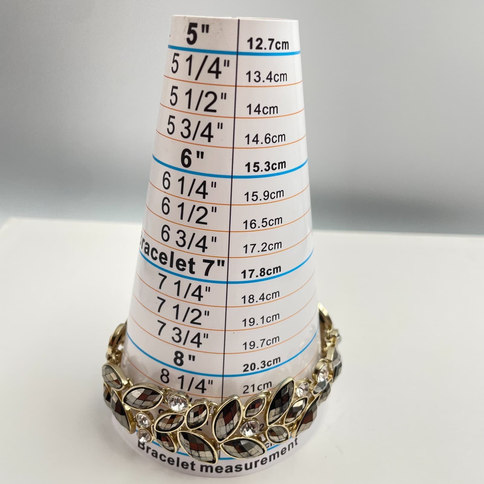 Vintage 80s Gold Tone Sky Gray Marquise Rhinestone Link Bracelet Cluster Jewelry - Thumbnail 9