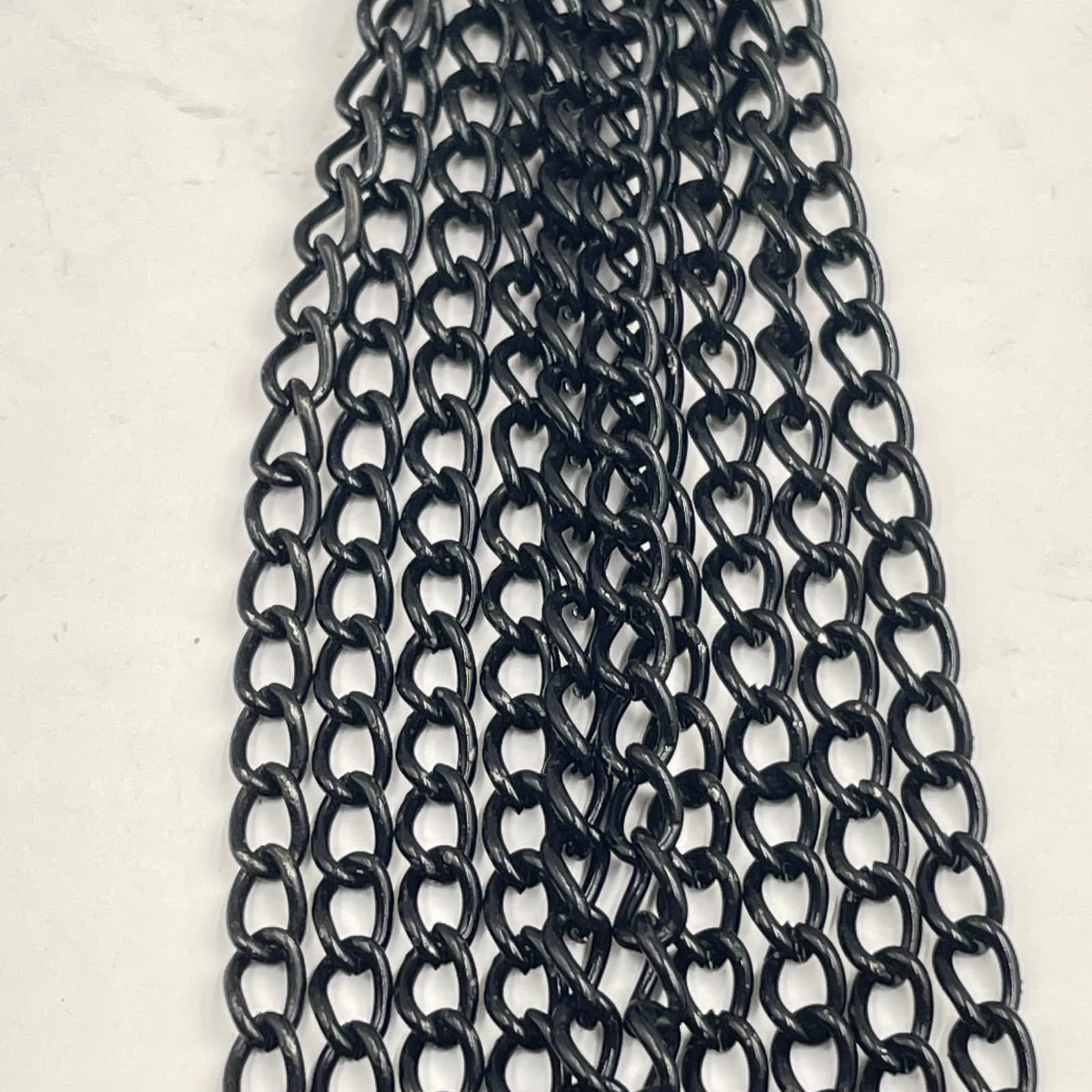 VTG Black Tassel Statement Necklace Beaded Multi Chain Fringe Lariat Boho Goth - Thumbnail 5