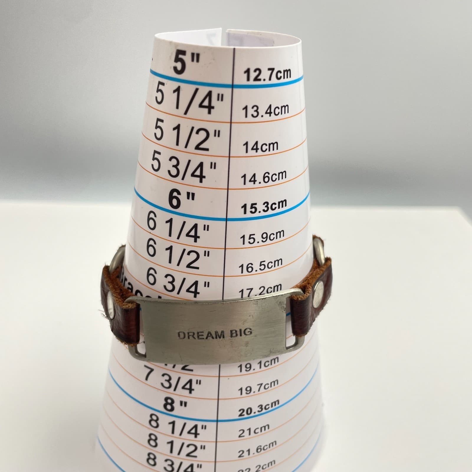 Vintage 80s Designs Brown Leather Bracelet Dream Message Inspirational Jewelry - Thumbnail 7