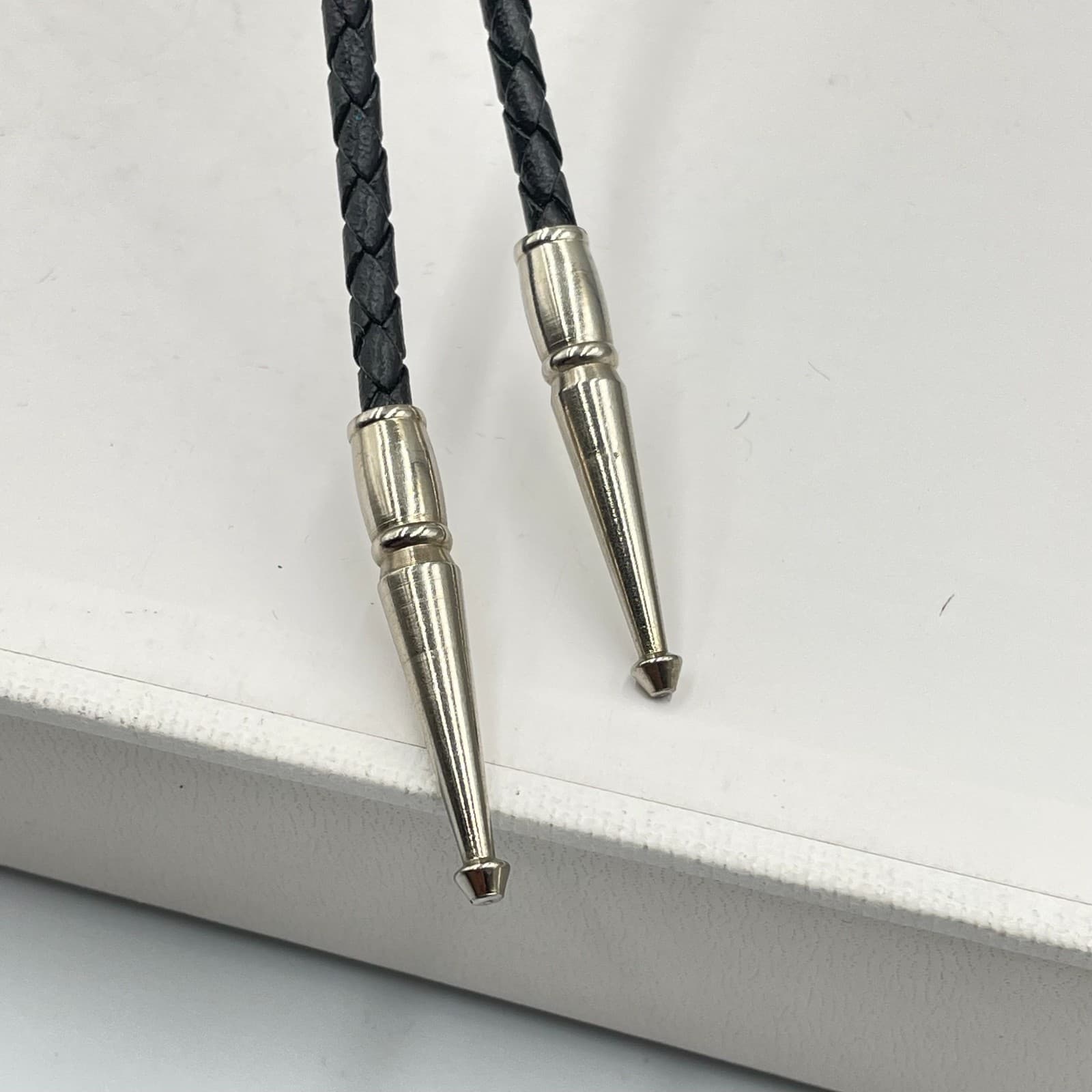 Kokopelli Bolo Tie Southwestern Wood Inlay Pendant Braided Leather Cord Western - Thumbnail 4