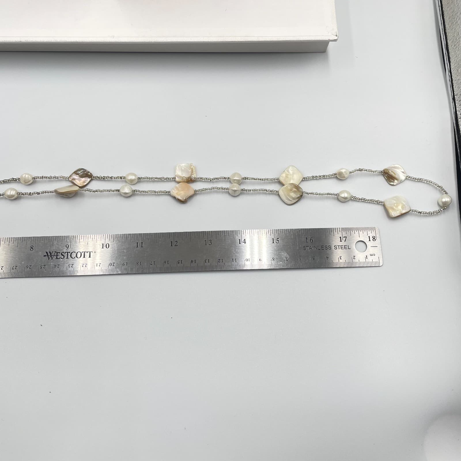 Vintage Mother of Pearl Shell Pearl Double Strand Layered Necklace Boho Cream - Thumbnail 7