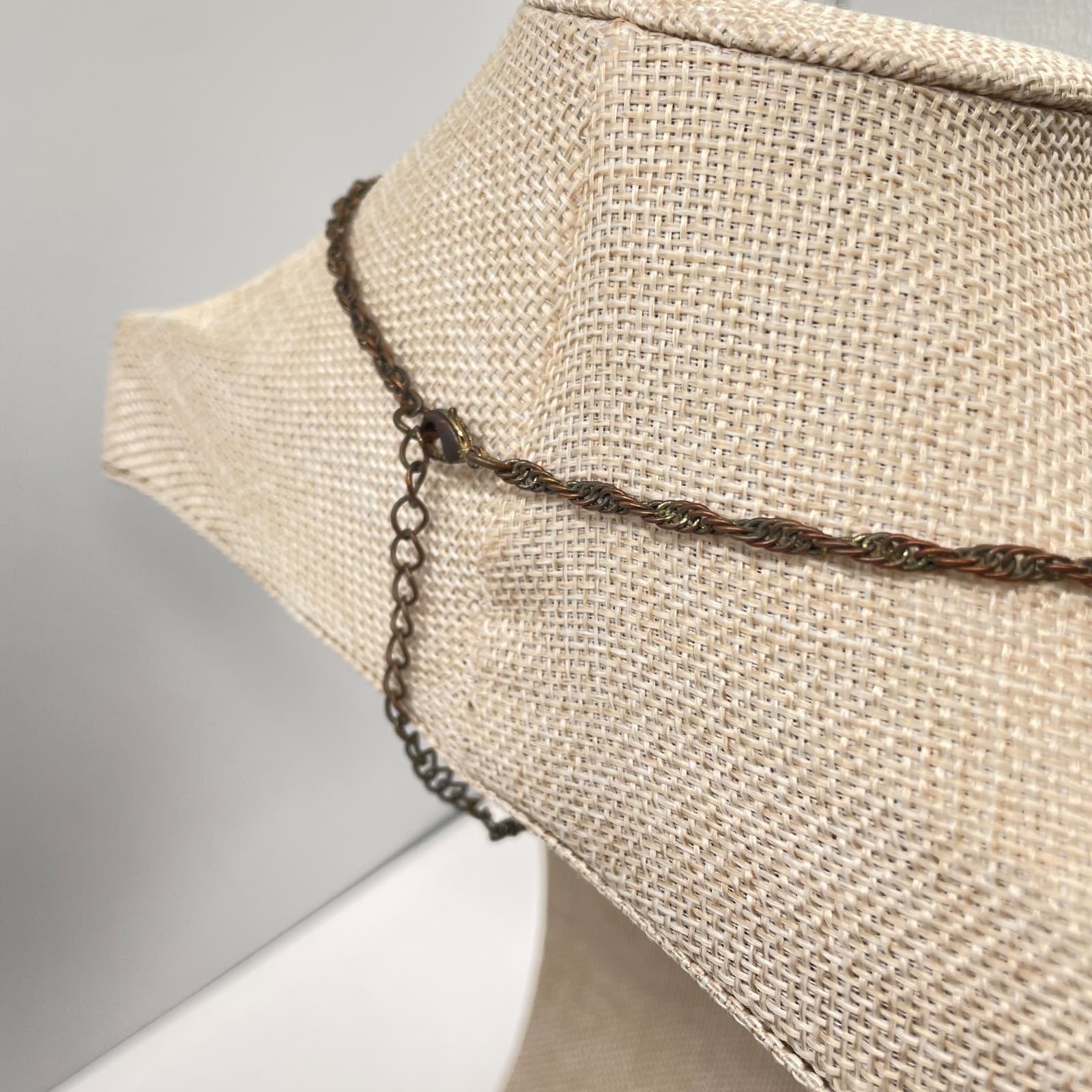 Vintage Boho Pink Stone Tassel Pendant Necklace Gold Tone Long Chain Statement - Thumbnail 7