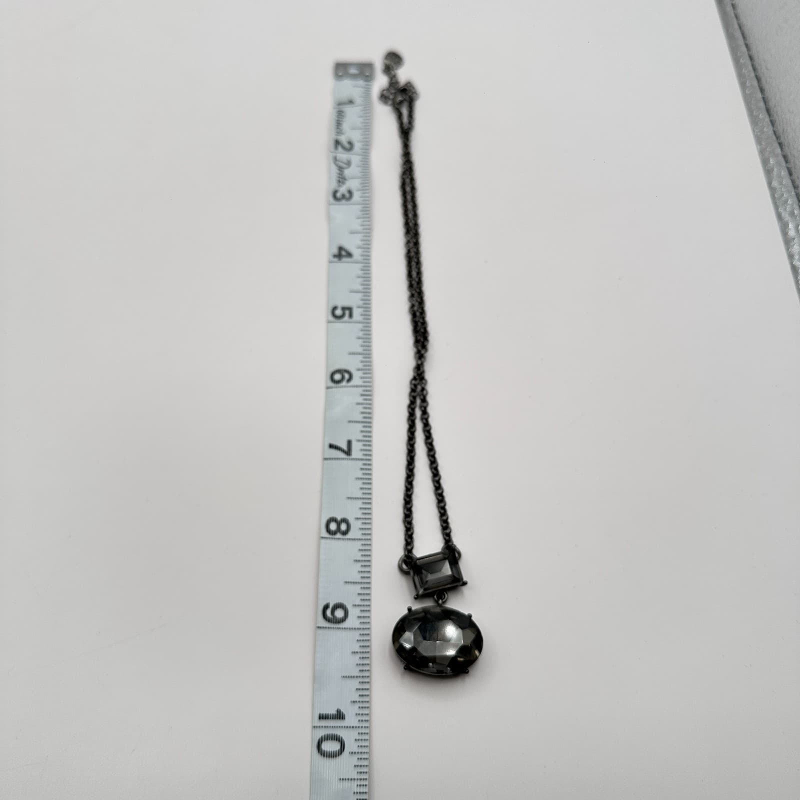 Vintage Y2K Gunmetal Tone Rhinestone Pendant Necklace Statement Women's Jewelry - Thumbnail 8