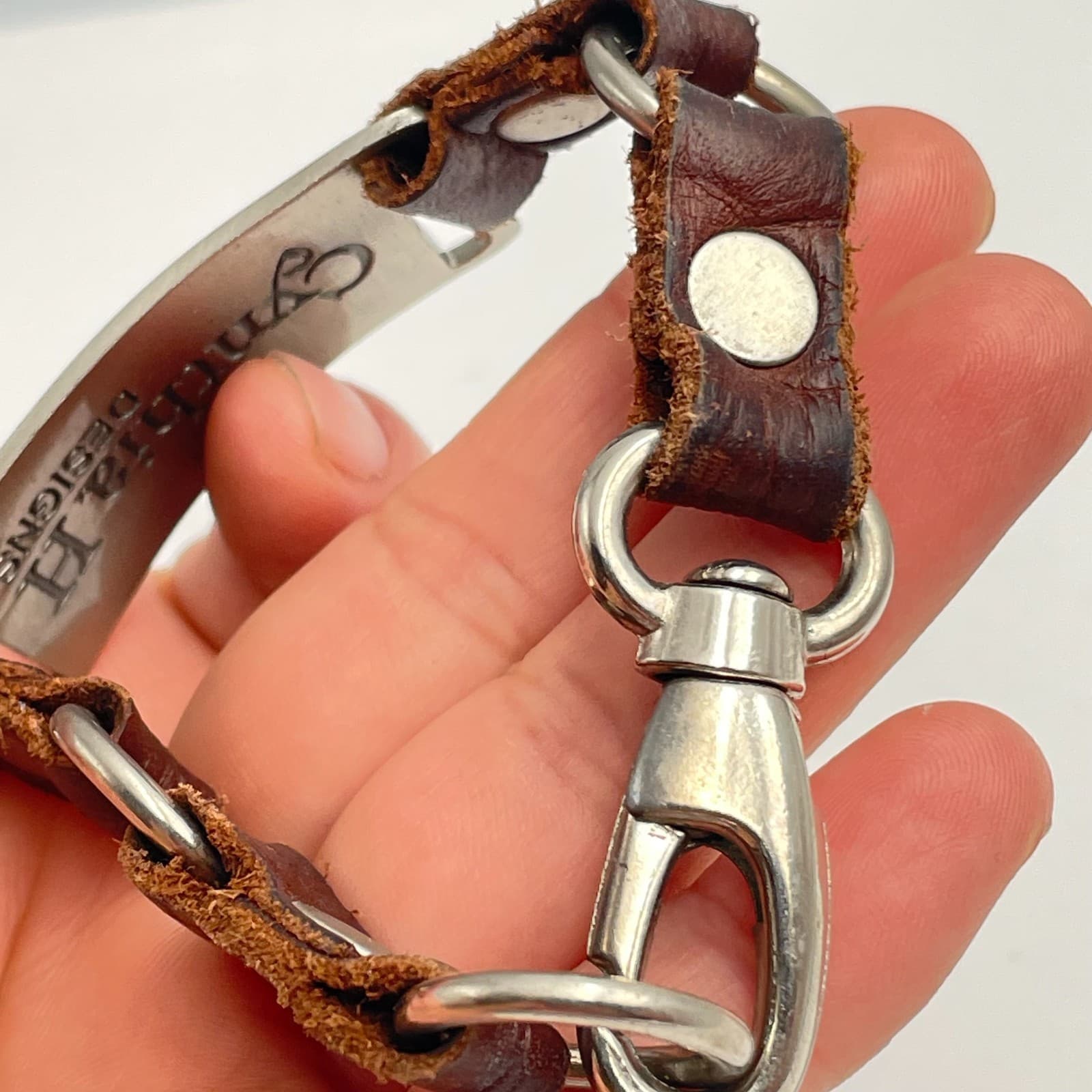 Vintage 80s Designs Brown Leather Bracelet Dream Message Inspirational Jewelry - Thumbnail 5