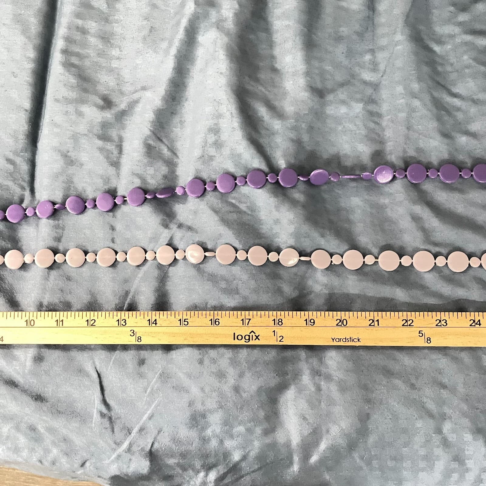 Vintage Purple Mod Multi Strand Necklace Disc Bead Layered Retro Plastic Art - Thumbnail 7