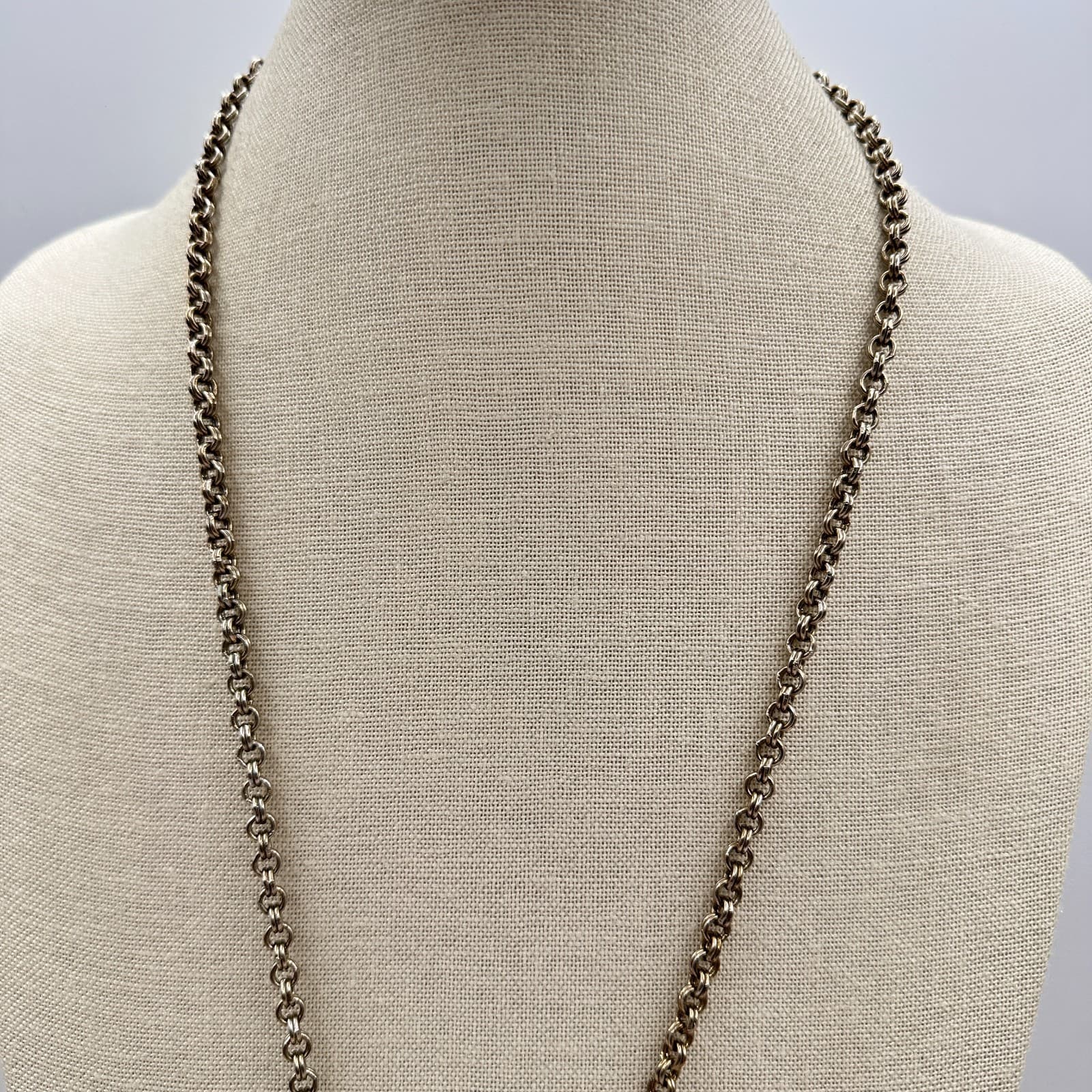 Vintage 80s Silver Tone Teal Beaded Chunky Necklace Statement Women's Jewelry - Thumbnail 5