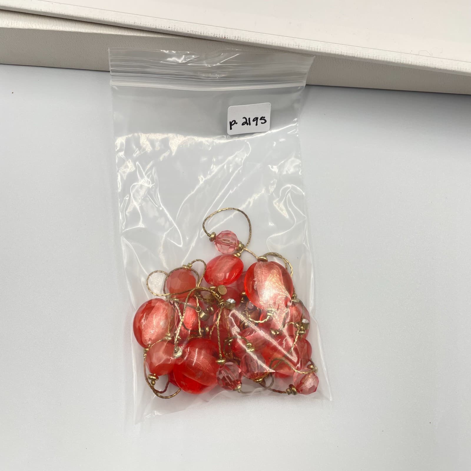 Vintage Coral Pink Art Deco Layered Necklace Murano Style Glass Bead Gold Tone - Thumbnail 10