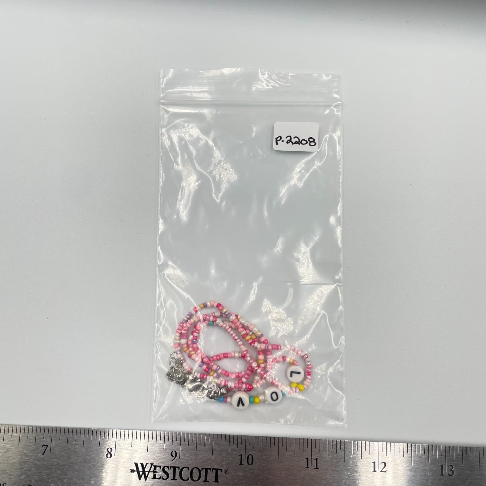 Vintage Boho Beaded LOVE Necklace Pink White Seed Bead Choker Fun Colorful Gift - Thumbnail 7