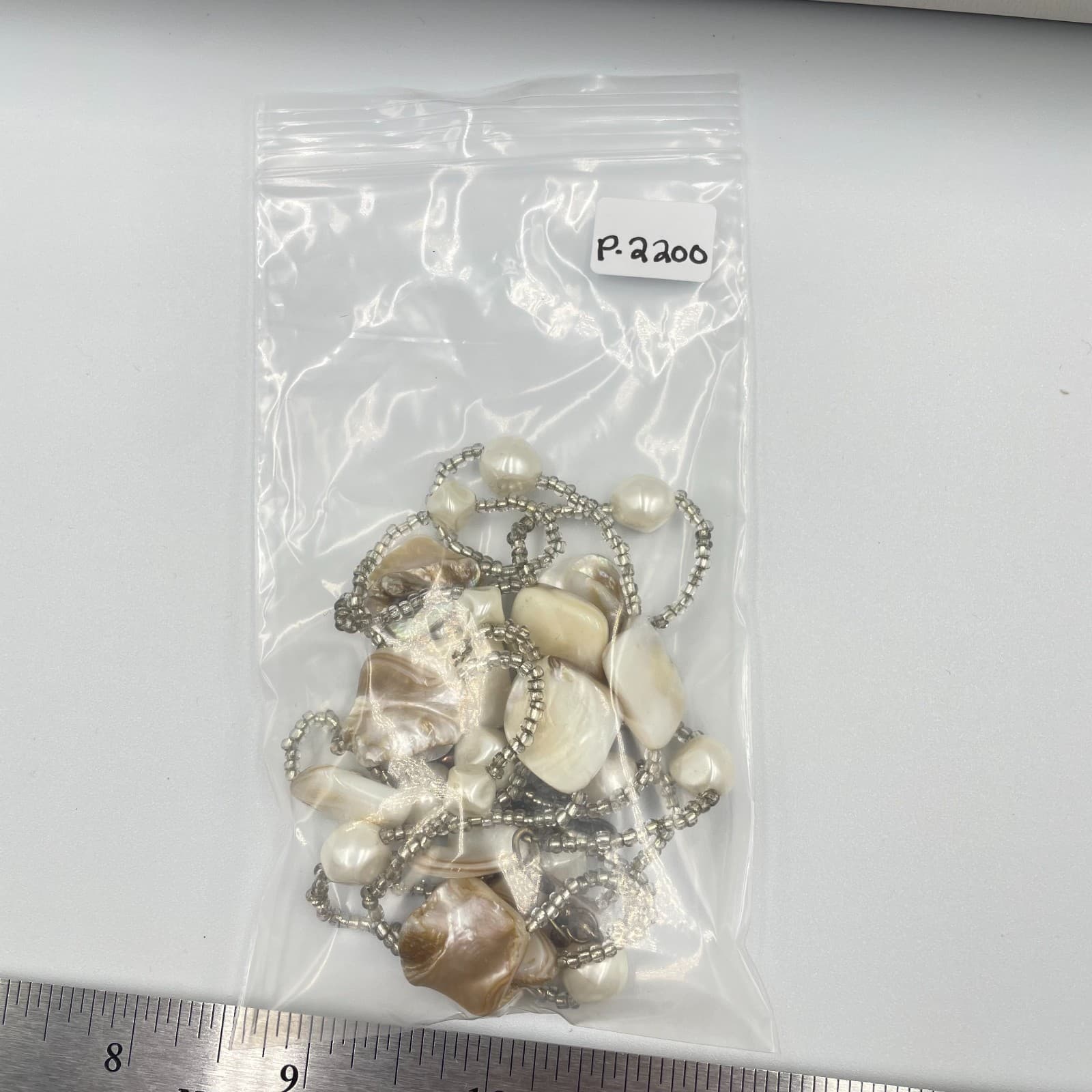 Vintage Mother of Pearl Shell Pearl Double Strand Layered Necklace Boho Cream - Thumbnail 8