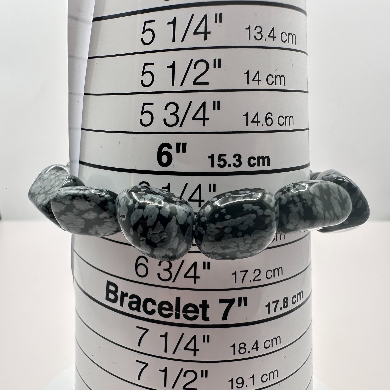 Vintage Y2K Snowflake Obsidian Stretch Beaded Bracelet Women's Classic Jewelry - Thumbnail 7