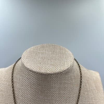 Vintage Silver Tone Square Mother of Pearl Shell Pendant Snake Chain Necklace - Thumbnail 2