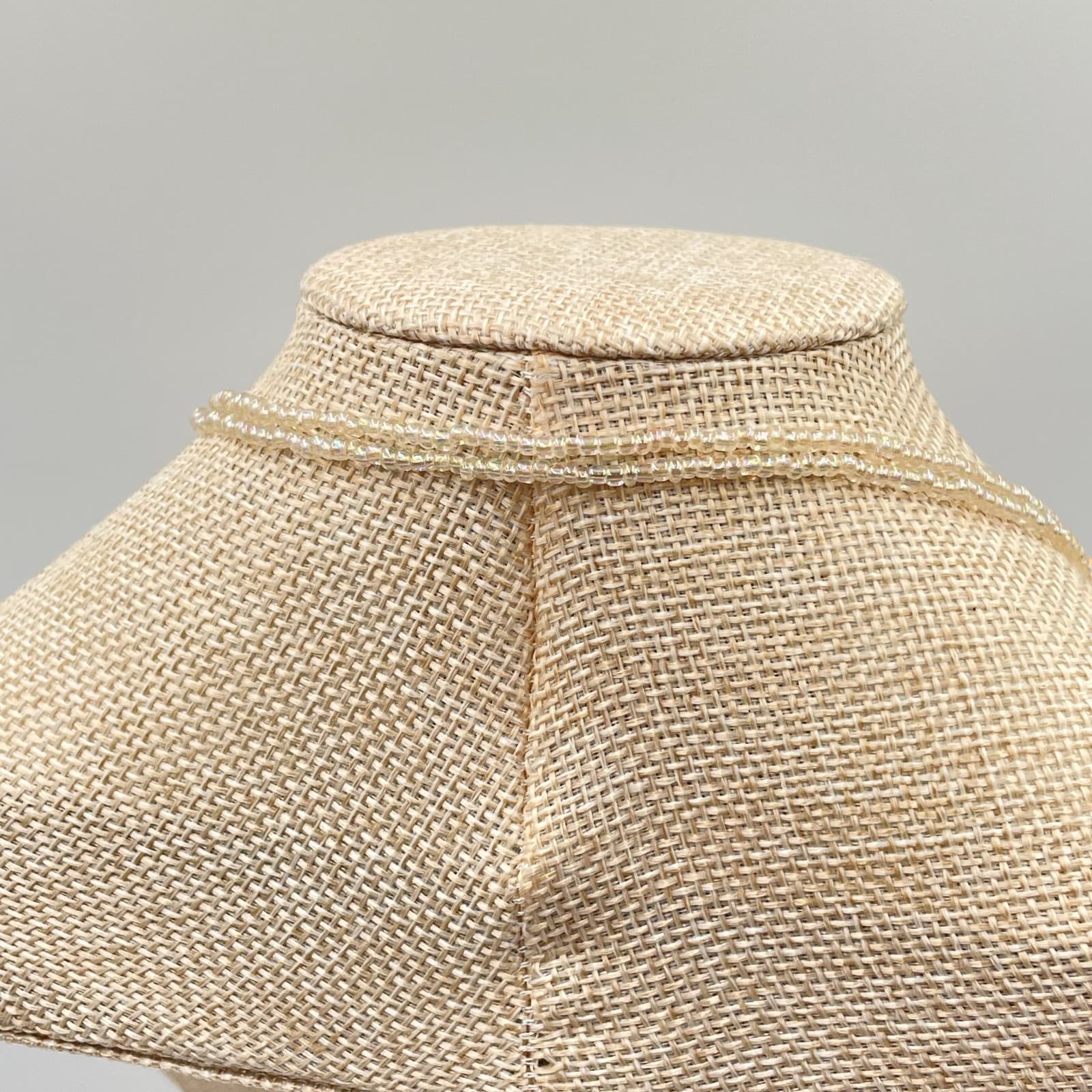 Vintage Long Clear Crystal Bead Necklace Faceted Glass Opera Aurora Borealis - Thumbnail 5