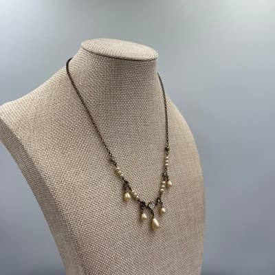 Vintage Silver Tone Square Mother of Pearl Shell Pendant Snake Chain Necklace - Thumbnail 5