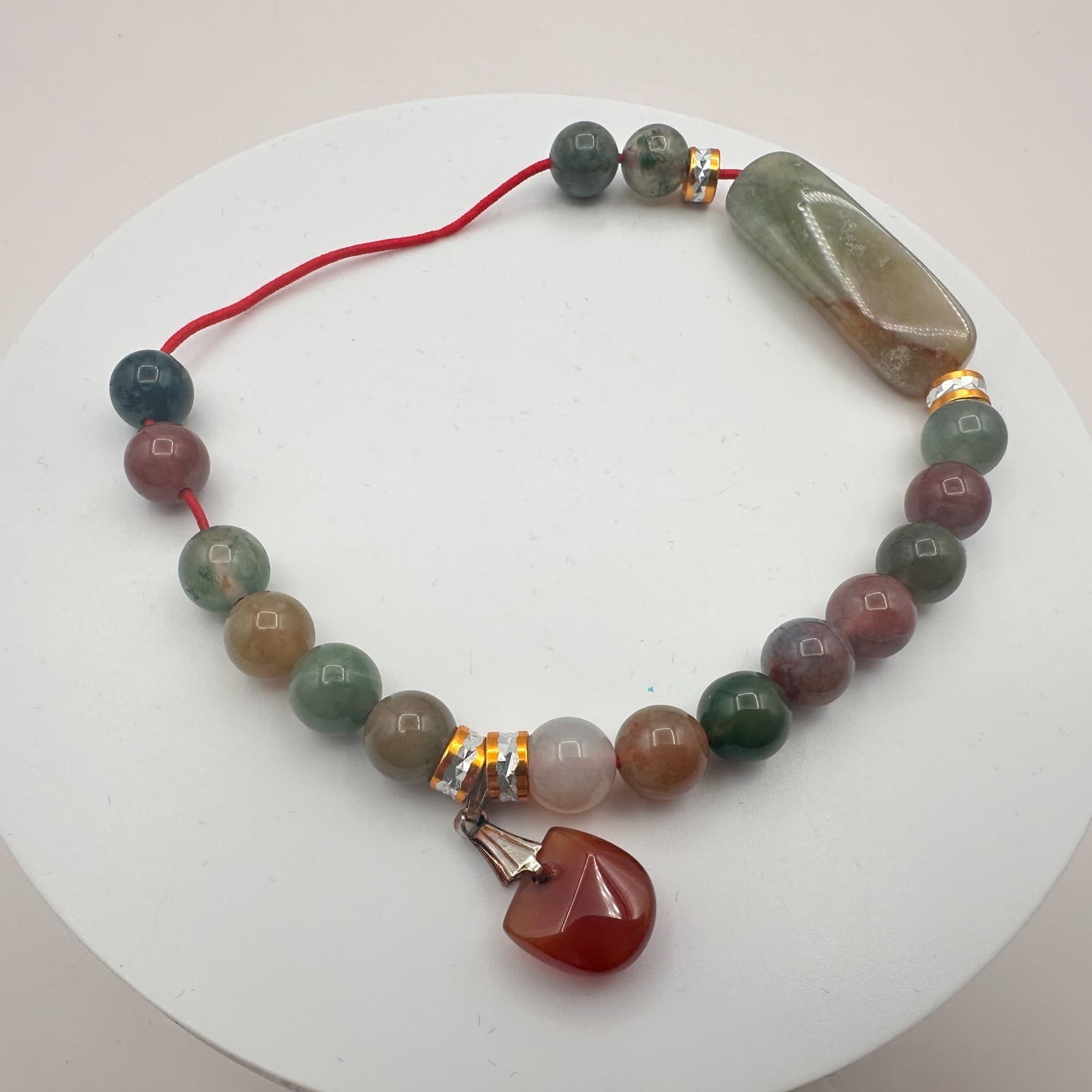 Vintage Y2K Beaded Red Cord Bracelet Boho Women's Classic Fashion Jewelry - Image 1