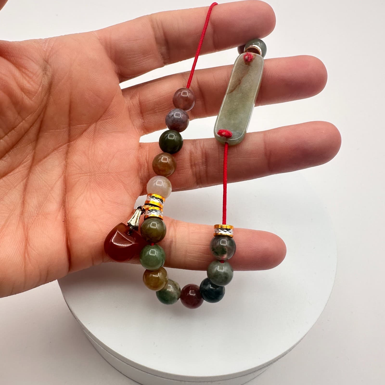 Vintage Y2K Beaded Red Cord Bracelet Boho Women's Classic Fashion Jewelry - Thumbnail 7