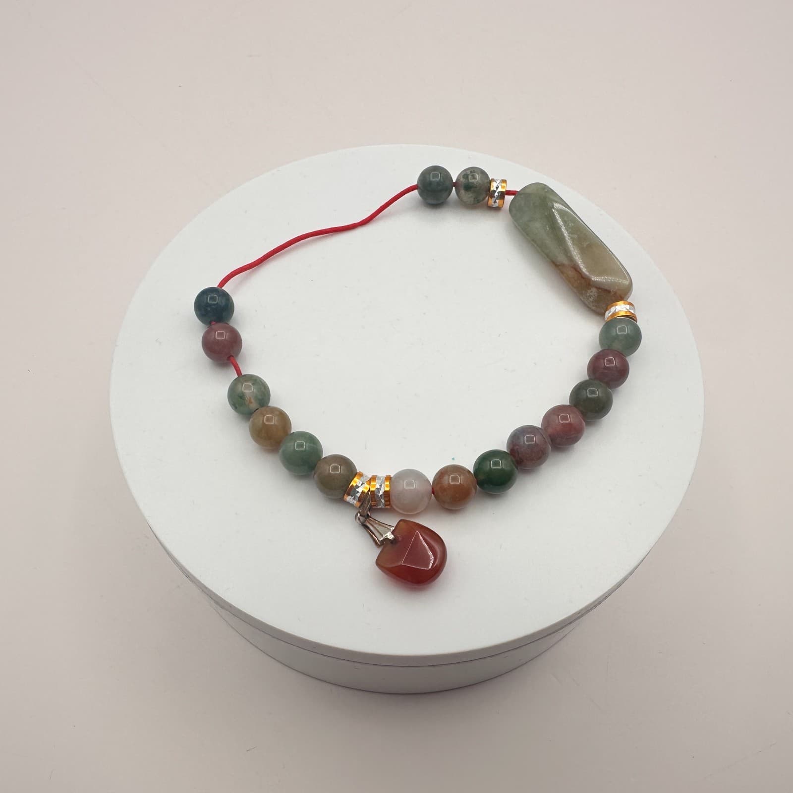 Vintage Y2K Beaded Red Cord Bracelet Boho Women's Classic Fashion Jewelry - Thumbnail 6